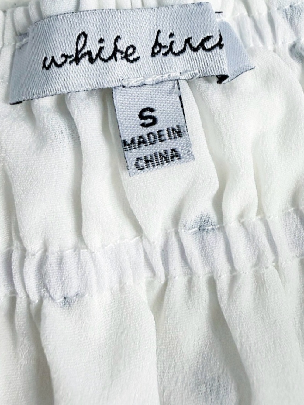 White Birch Romper Size S White Black Polka Dot Smocked Ruffle - Picture 6 of 11
